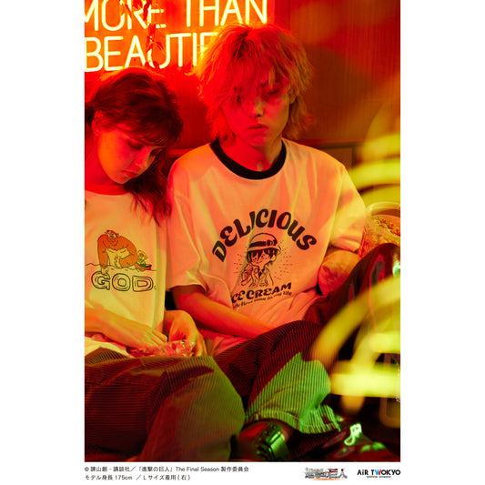 「進撃の巨人」 The Final SeasonタイポグラフィTシャツ8(初めてのアイス）